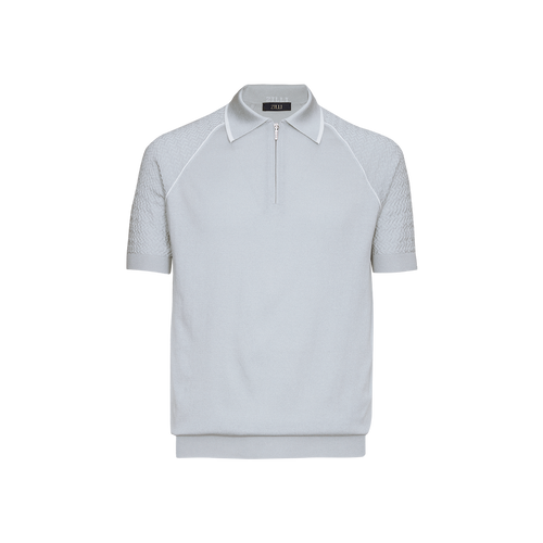 Zipped polo shirt with raglan short sleeves "Acapulco Sport" jacquard design Zipped polo shirt with raglan short sleeves "Acapulco Sport" jacquard design