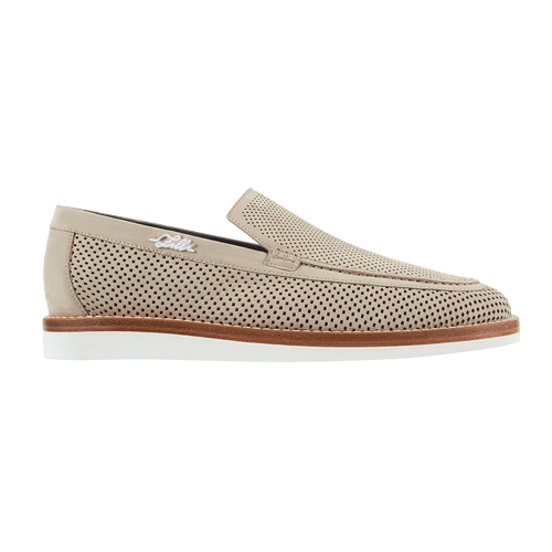Natural beige loafers in perforated suede calfskin