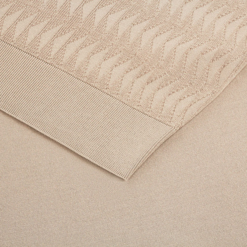 Natural beige zipped polo shirt, "Triangle Shappe" jacquard weave, crocodile detail