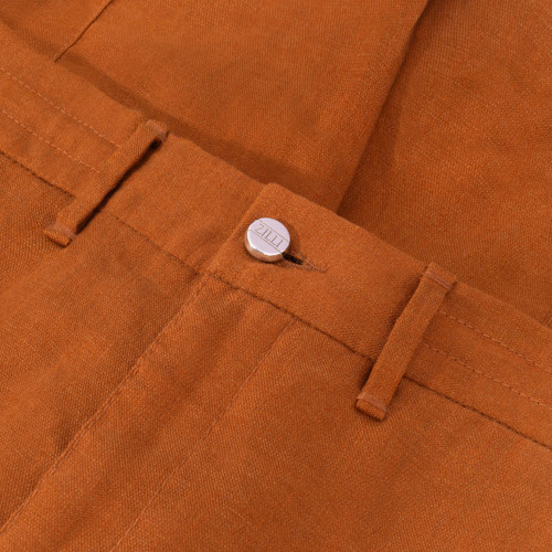 Orange cargo Bermuda shorts in linen and silk