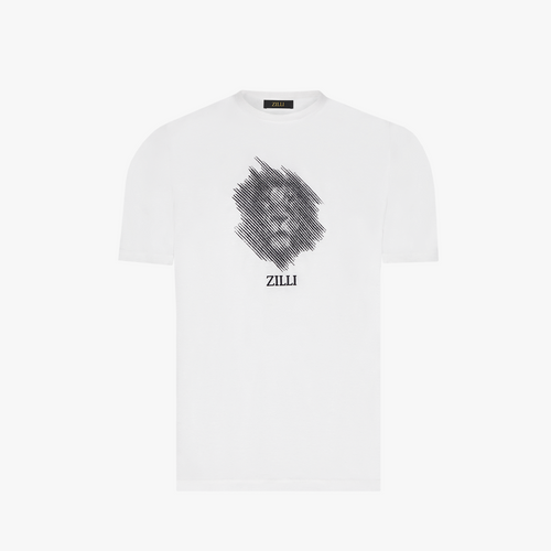 White T-shirt, "Lion Stripes" embroidery