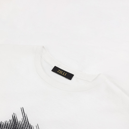 White T-shirt, "Lion Stripes" embroidery