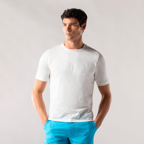 White T-shirt with "ZILLI Treble" embroidery White T-shirt with "ZILLI Treble" embroidery