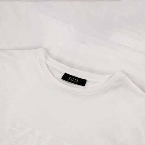 White T-shirt with "ZILLI Treble" embroidery White T-shirt with "ZILLI Treble" embroidery