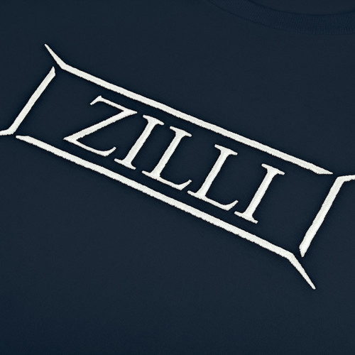 Navy blue T-shirt, "ZILLI Lettering" embroidery