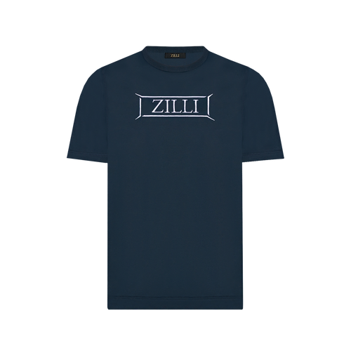 Navy blue T-shirt, "ZILLI Lettering" embroidery