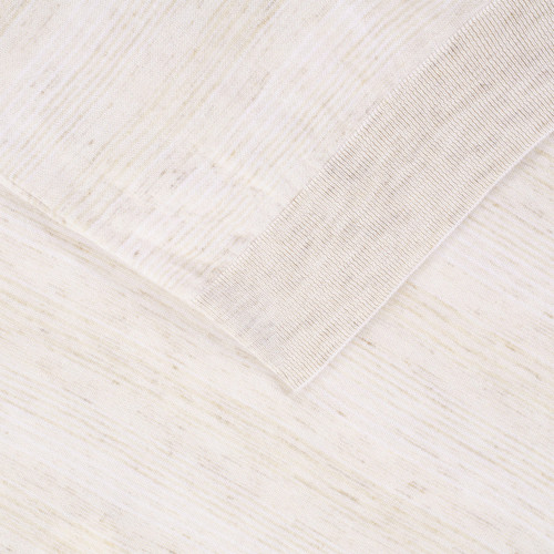 Sand-coloured zipped polo shirt, "Horizontal Stripes" jacquard weave,  crocodile detail Sand-coloured zipped polo shirt, "Horizontal Stripes" jacquard weave,  crocodile detail