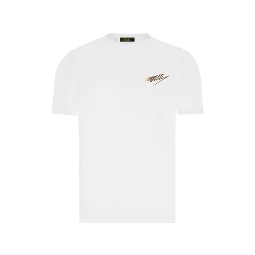 White T-shirt, "ZILLI Signature" embroidery White T-shirt, "ZILLI Signature" embroidery