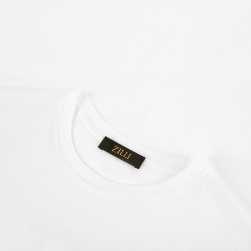 T-shirt blanc, broderie « ZILLI Signature »