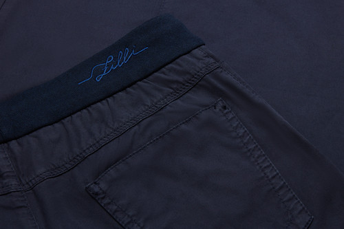 Navy trousers, slim fit, "Zilli Poem" embroidery