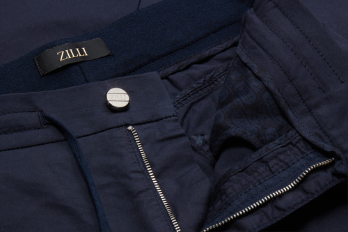 Navy trousers, slim fit, "Zilli Poem" embroidery
