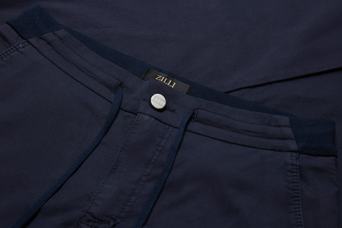 Navy trousers, slim fit, "Zilli Poem" embroidery