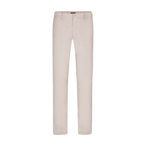 Pantalon beige en lin et soie, broderie « ZILLI Poem »