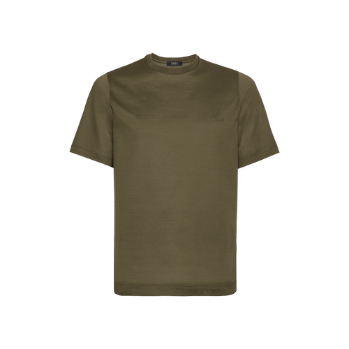 T-shirt kaki marine, broderie ZILLI