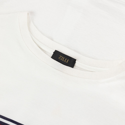 White T-shirt with tricolor stripes