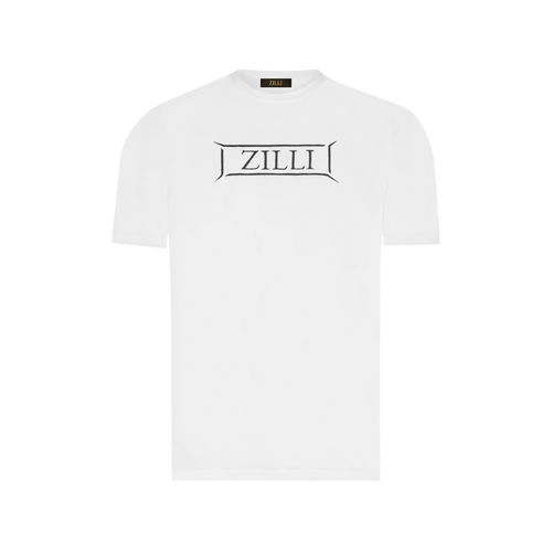 White T-shirt, "ZILLI Lettering" embroidery White T-shirt, "ZILLI Lettering" embroidery