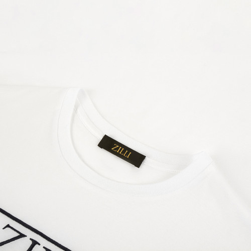 T-shirt blanc, broderie « ZILLI Lettering »