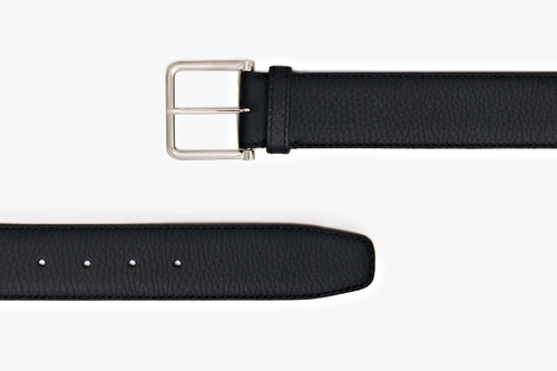 Black deerskin belt 40mm width, "Round" buckle Black deerskin belt 40mm width, "Round" buckle