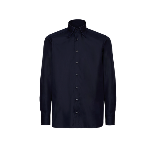 Classical shirt dark blue color, with triple stitching on collar and cuffs Classical shirt dark blue color, with triple stitching on collar and cuffs