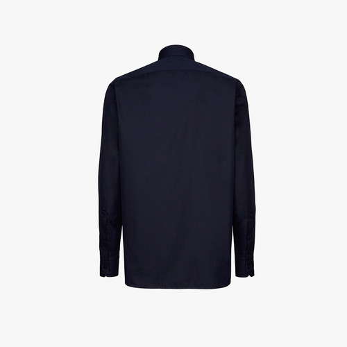 Classical shirt dark blue color, with triple stitching on collar and cuffs