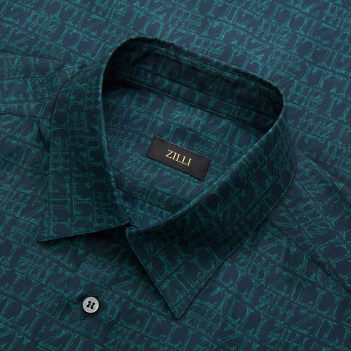 Sage green shirt, ZILLI all-over pattern
