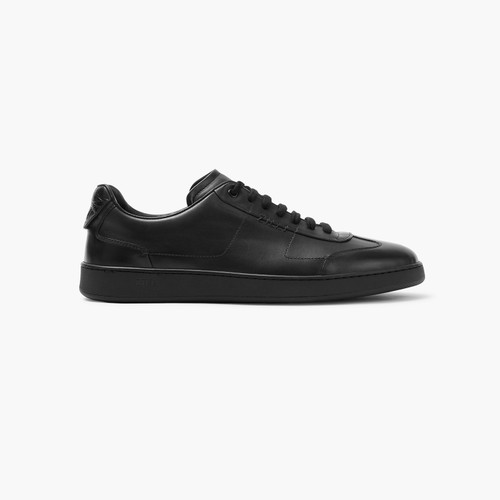 Black calfskin sneakers with crocodile details