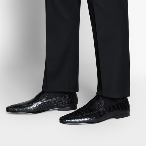 Loafers in black crocodile 