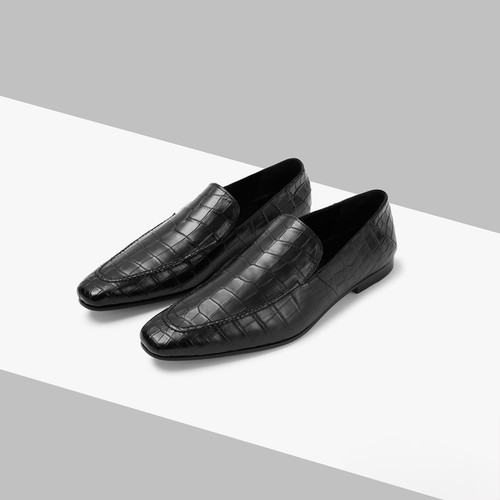 Mocassins en crocodile noir 