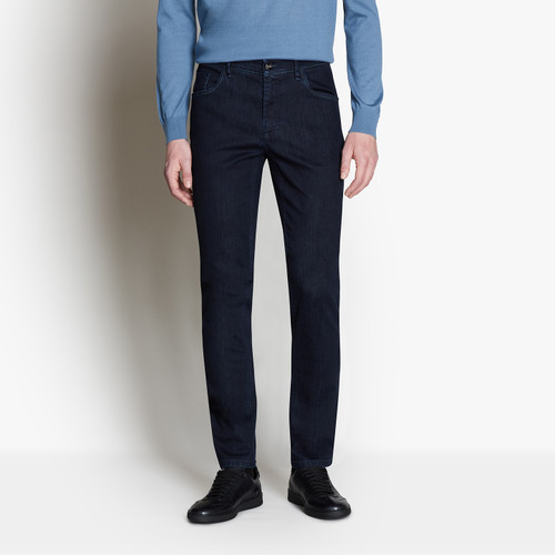 Navy blue jeans, ZILLI "Jacquard"