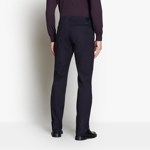 Navy blue trousers, slim fit, ZILLI "Letters"