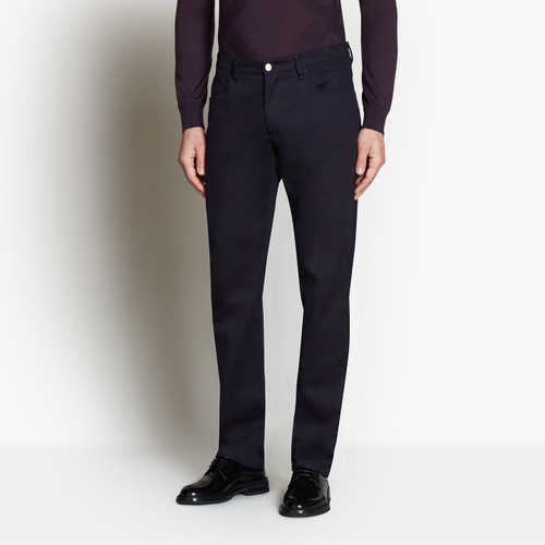 Navy blue trousers, slim fit, ZILLI "Letters"