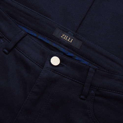 Navy blue trousers, slim fit, ZILLI "Letters"