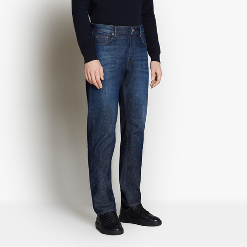 Raw blue jeans, wide cut