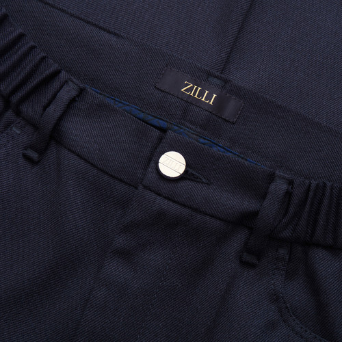 Navy blue trousers with elastic waistband, ZILLI "Rows"