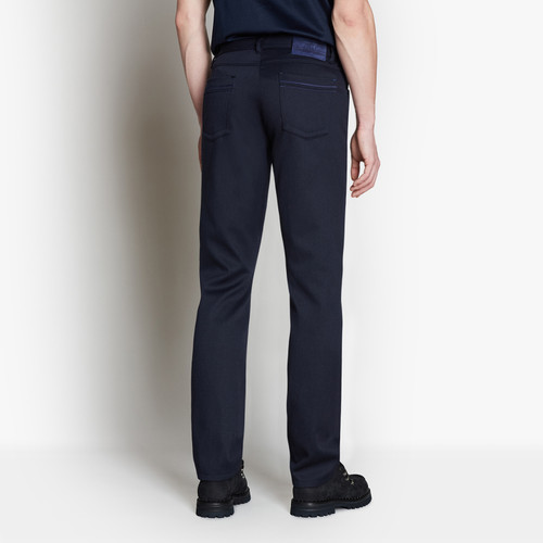 Navy blue trousers with elastic waistband, ZILLI "Rows" Navy blue trousers with elastic waistband, ZILLI "Rows"