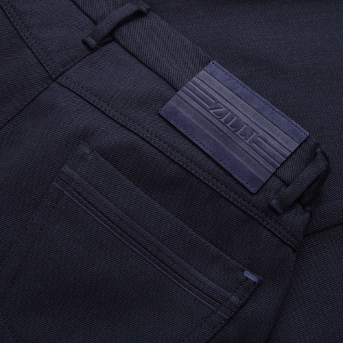 Navy blue trousers with elastic waistband, ZILLI "Rows"