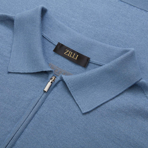 Sky blue zipped polo-shirt