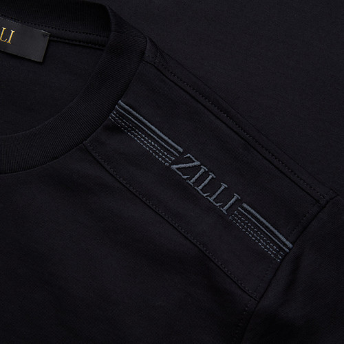 T-shirt noir, broderie " Four Stripes