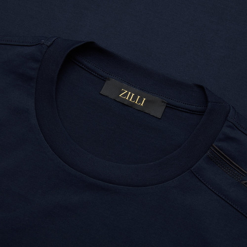 T-shirt bleu marine foncé, broderie " Four Stripes 