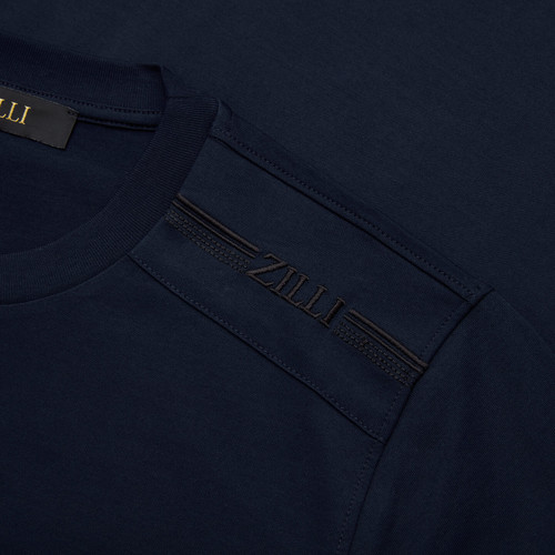 T-shirt bleu marine foncé, broderie " Four Stripes 