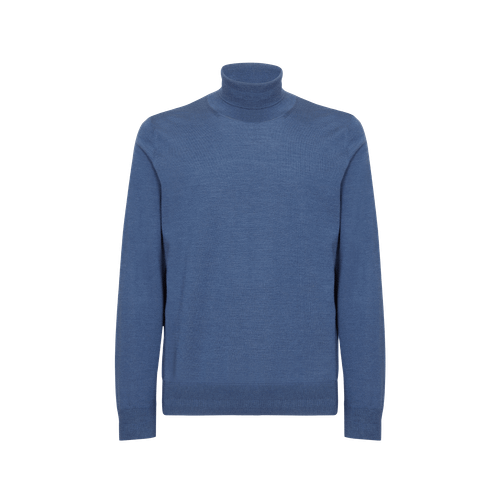 Classical smoke blue turtle neck sweater,fine weaving