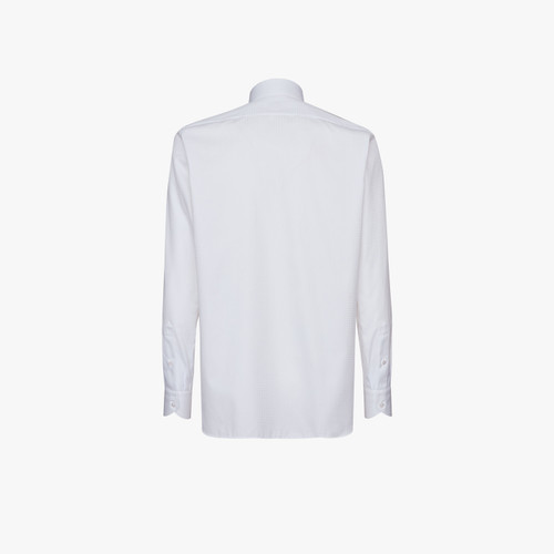 White tuxedo shirt, houndstooth pattern 