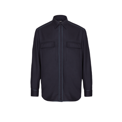 Dark blue overshirt, silk details "Coupled"