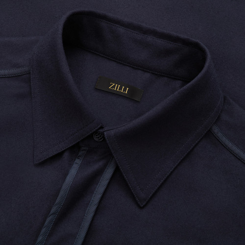 Dark blue overshirt, silk details "Coupled"