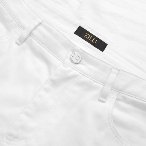 White jeans,slim fit, "ZILLI Letters"