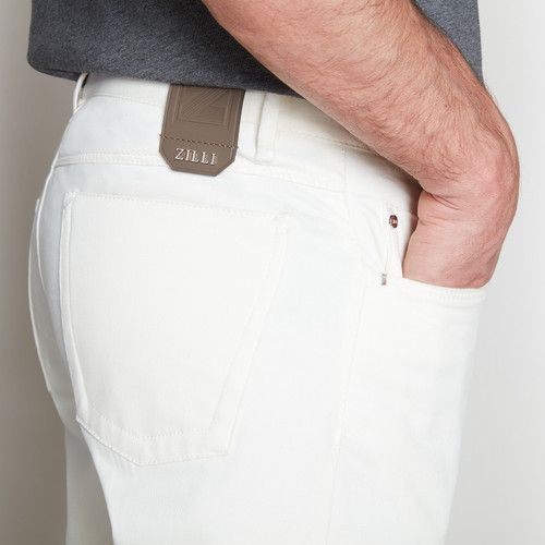 White jeans,slim fit, "ZILLI Letters"