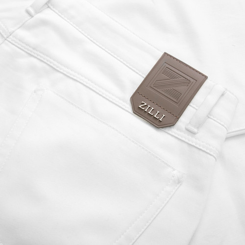 White jeans,slim fit, "ZILLI Letters"