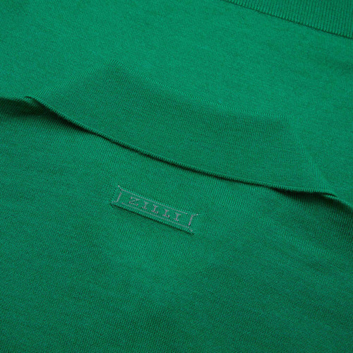 Bright green zipped polo-shirt