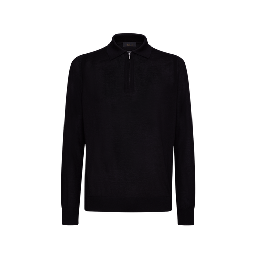 Black zipped polo-shirt