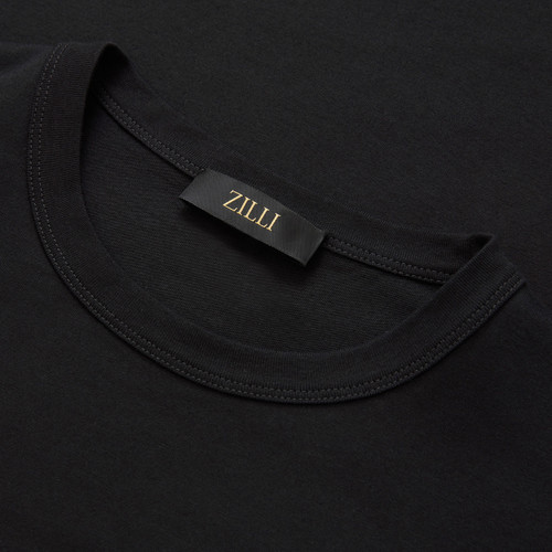Black T-Shirt, embroidery "ZILLI Lettering", "Northern lights" printed pattern